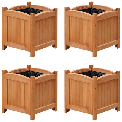 vidaXL Raised Bed Set of 4 Wooden Solid wood, PE lining 12x12x12 in