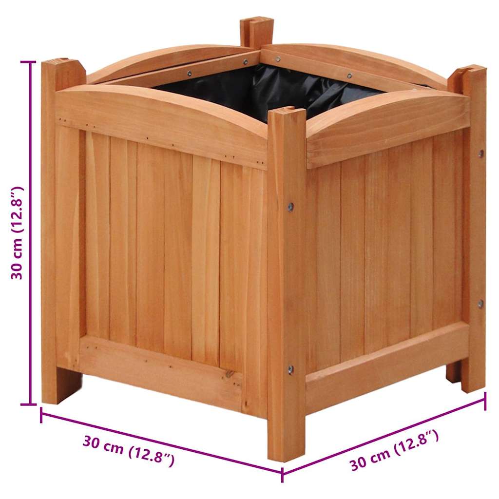 vidaXL Raised Bed Set of 4 Wooden Solid wood, PE lining 12x12x12 in