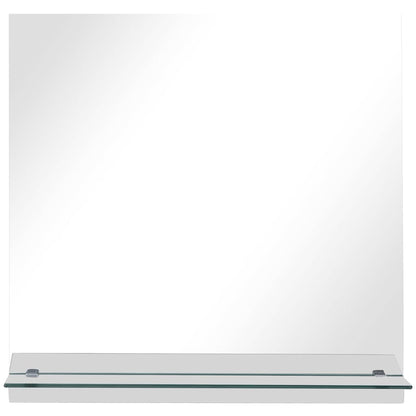 Wall Mirror with Shelf 40x40 cm Tempered Glass