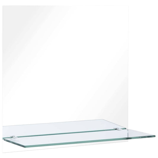 Wall Mirror with Shelf 60x60 cm Tempered Glass