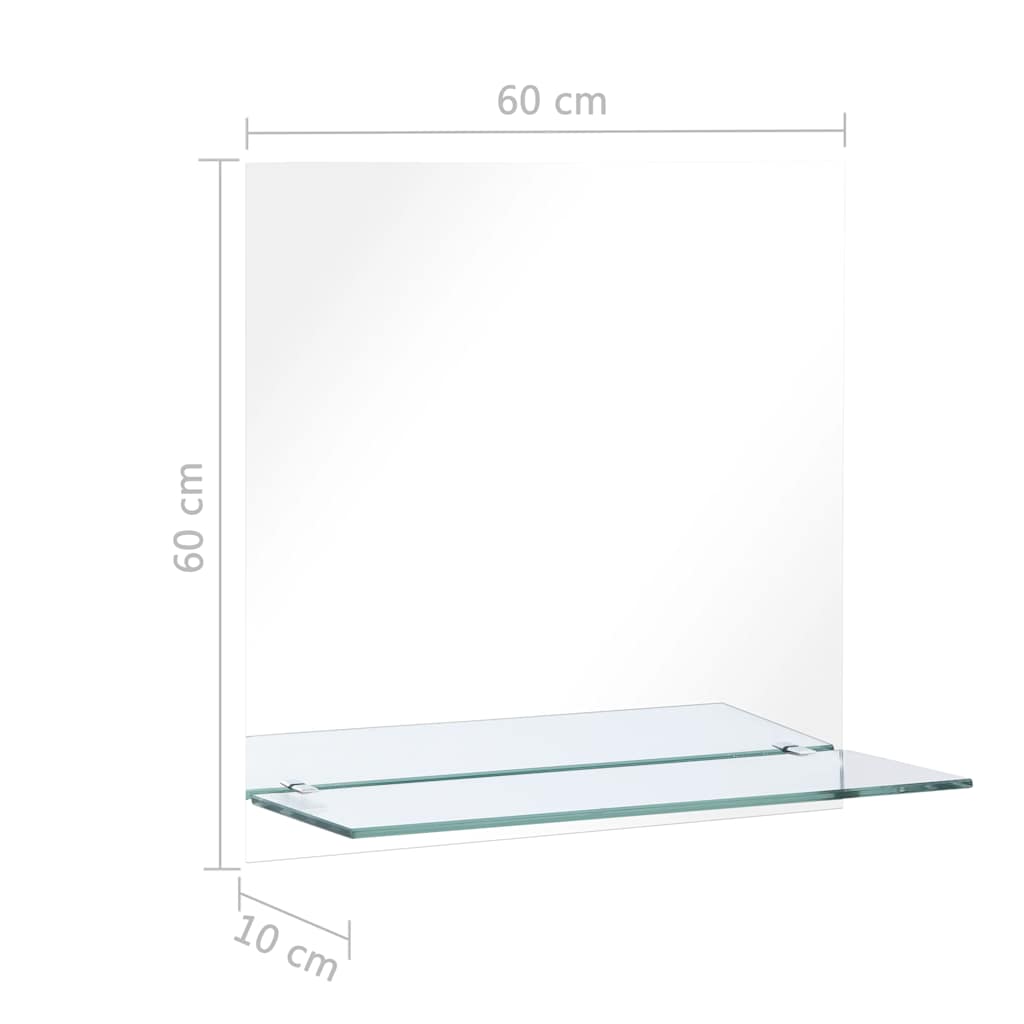 Wall Mirror | Transparent | Tempered Glass | 60x60 cm | Decorative Inlays
