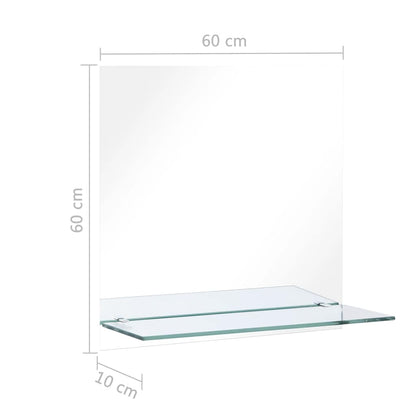 Wall Mirror | Transparent | Tempered Glass | 60x60 cm | Decorative Inlays