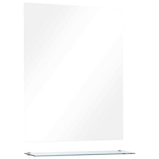 Wall Mirror with Shelf 50x60 cm Tempered Glass
