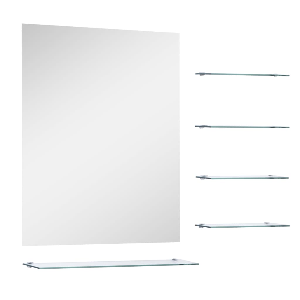 Wall Mirror with 5 Shelves Silver 50x60 cm