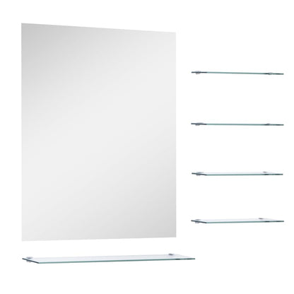 Wall Mirror with 5 Shelves Silver 50x60 cm