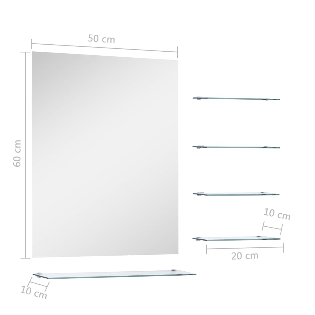 Wall Mirror with 5 Shelves Silver 50x60 cm