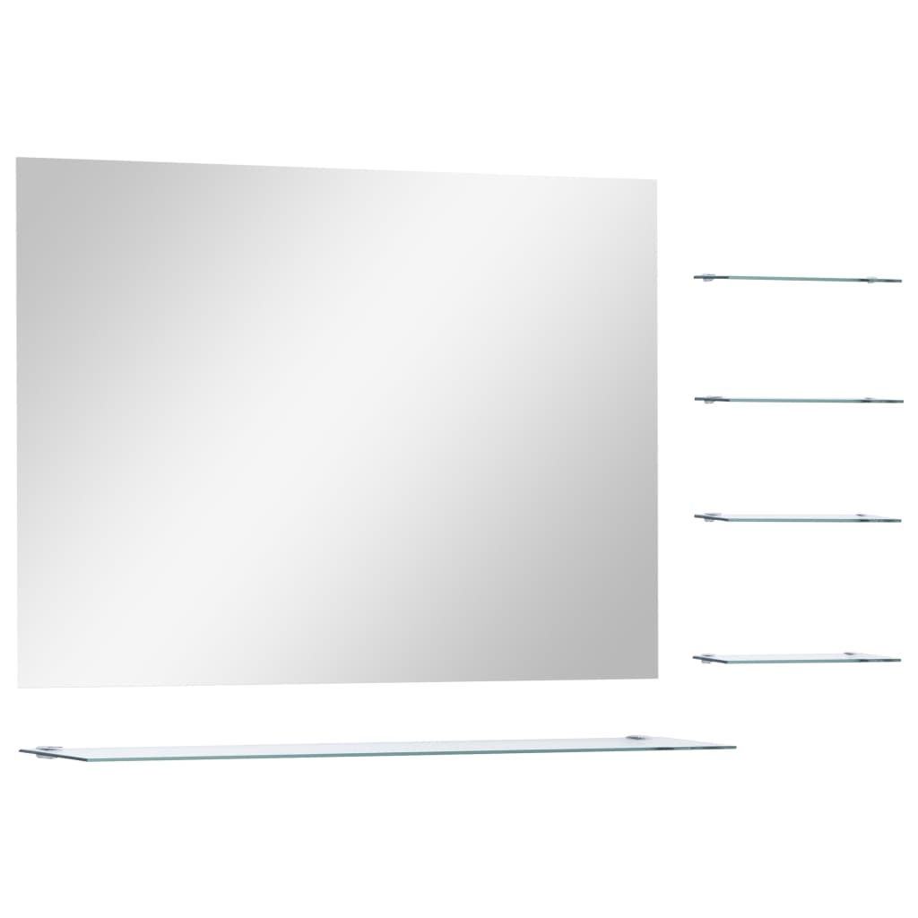 Wall Mirror with 5 Shelves Silver 80x60 cm