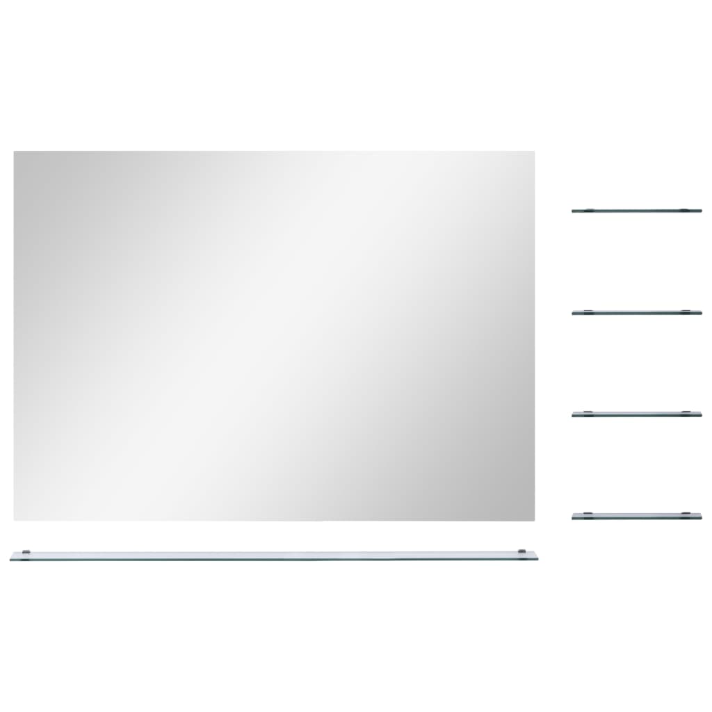 Wall Mirror with 5 Shelves Silver 80x60 cm