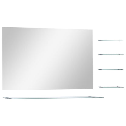 Wall Mirror with 5 Shelves Silver 100x60 cm