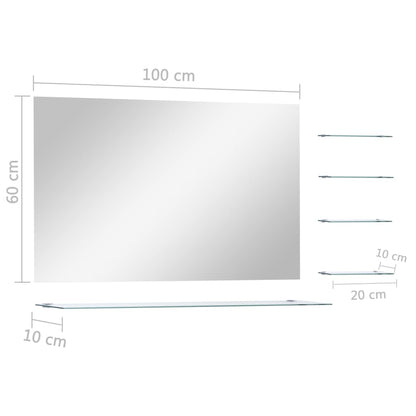 Wall Mirror with 5 Shelves Silver 100x60 cm