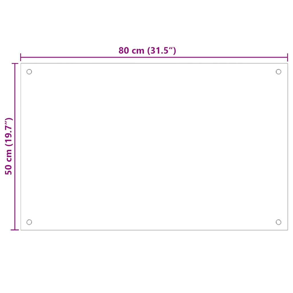 Kitchen Backsplash Milk 80 x 50 cm Tempered Glass
