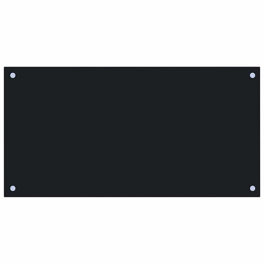 Kitchen Backsplash Black 80 x 40 cm Tempered Glass