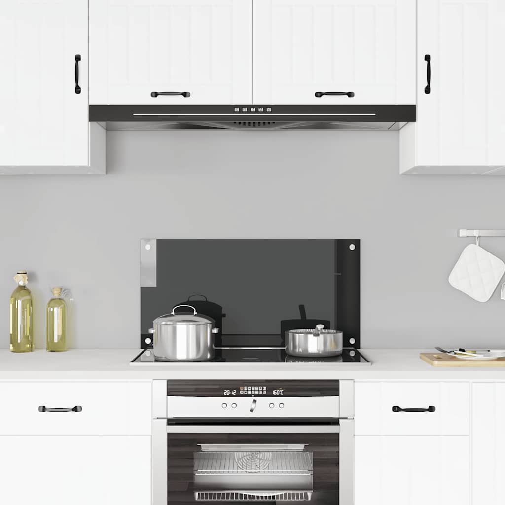 Kitchen Backsplash Black 80 x 40 cm Tempered Glass