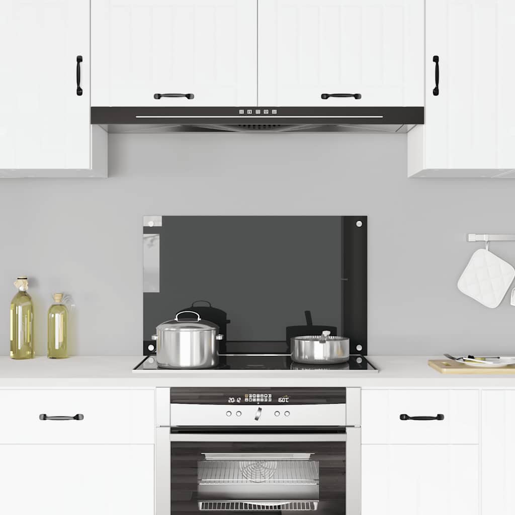 Kitchen Backsplash Black 80 x 50 cm Tempered Glass