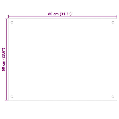 Kitchen Backsplash Black 80x60 cm Tempered Glass