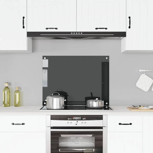 Kitchen Backsplash Black 80x60 cm Tempered Glass