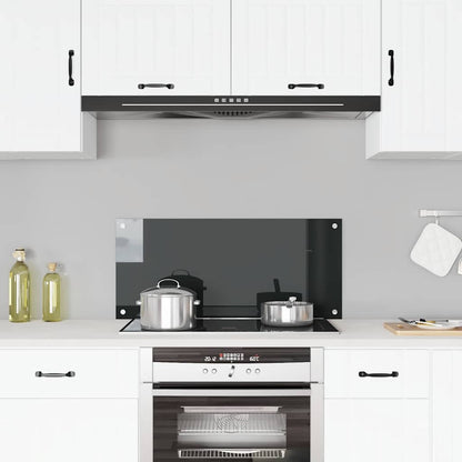 Kitchen Backsplash Black 35.4"x15.7" Tempered Glass