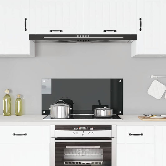 Kitchen Backsplash Black 35.4"x15.7" Tempered Glass