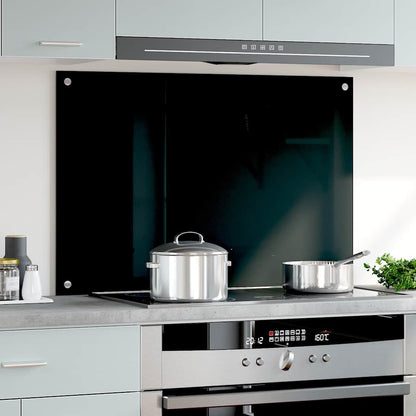 Kitchen Backsplash Black 35.4"x23.6" Tempered Glass