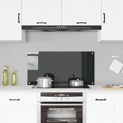 Kitchen Backsplash Black 100 x 50 cm Tempered Glass