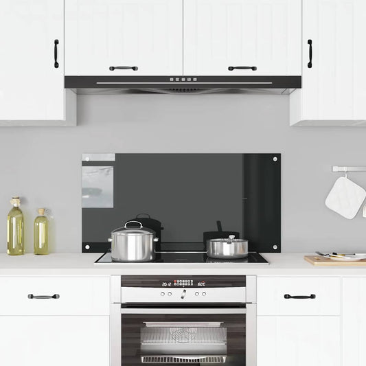 Kitchen Backsplash Black 100 x 50 cm Tempered Glass
