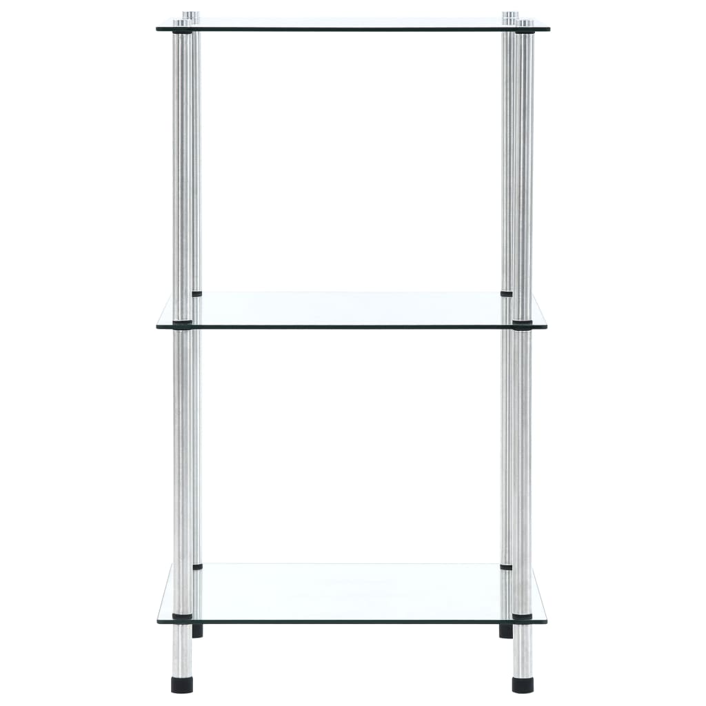 3-Tier Shelf Transparent 40x40x67 cm Tempered Glass