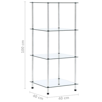 4-Tier Shelf Transparent 40x40x100 cm Tempered Glass