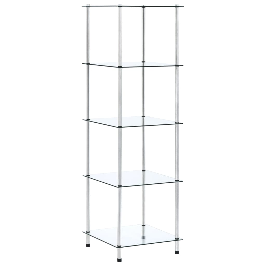 5-Tier Shelf Transparent 40x40x130 cm Tempered Glass