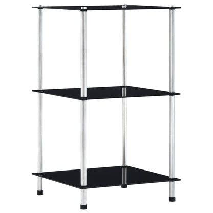 3-Tier Shelf Black 40x40x67 cm Tempered Glass