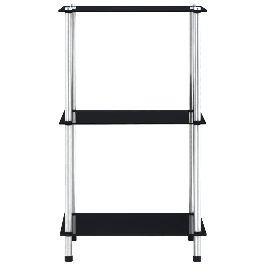 3-Tier Shelf Black 40x40x67 cm Tempered Glass