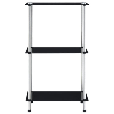 3-Tier Shelf Black 40x40x67 cm Tempered Glass