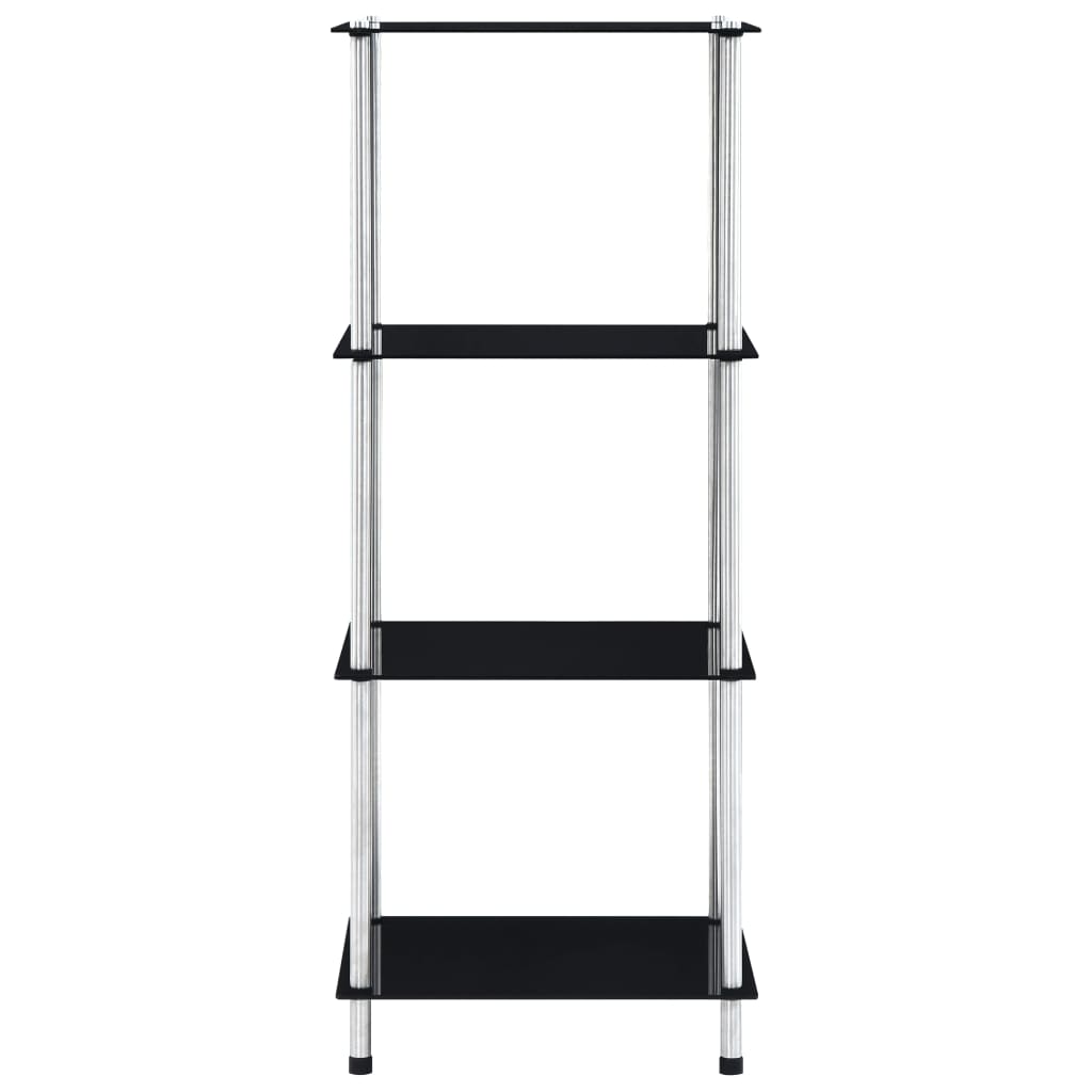 4-Tier Shelf Black 40x40x100 cm Tempered Glass