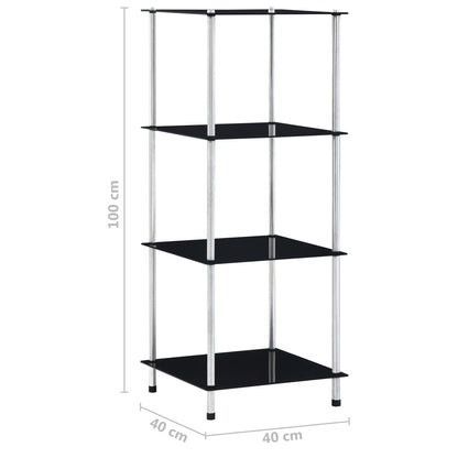 4-Tier Shelf Black 40x40x100 cm Tempered Glass