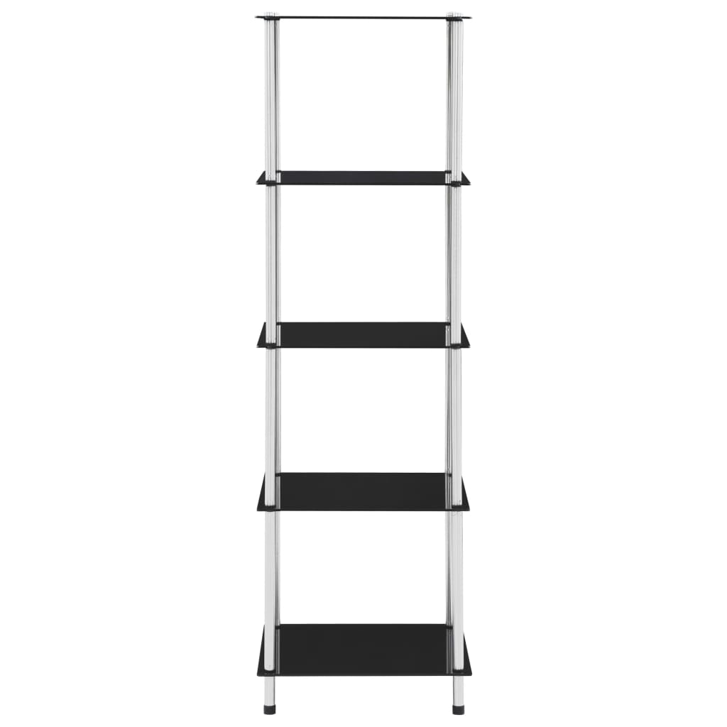 5-Tier Shelf Black 40x40x130 cm Tempered Glass