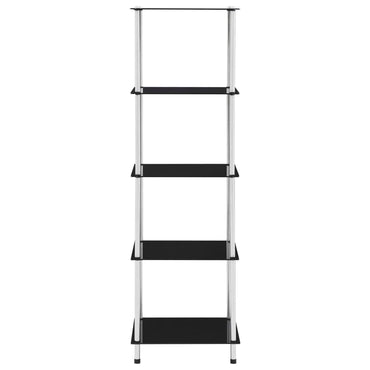 5-Tier Shelf Black 40x40x130 cm Tempered Glass