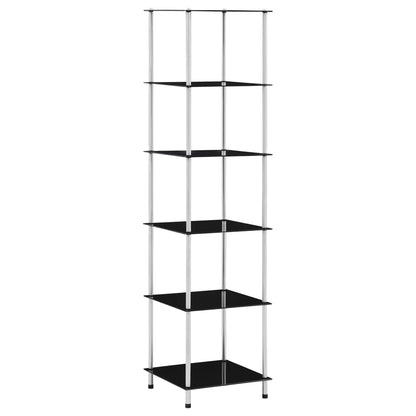 6-Tier Shelf Black 40x40x160 cm Tempered Glass