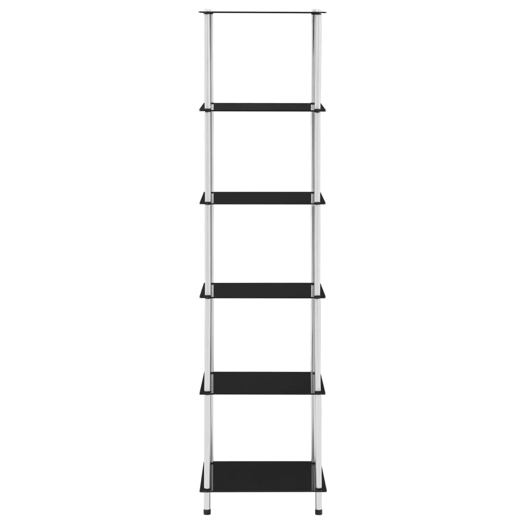 6-Tier Shelf Black 40x40x160 cm Tempered Glass