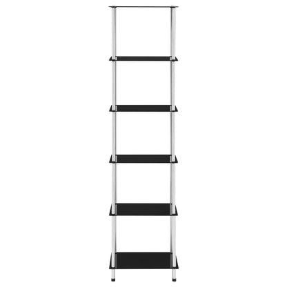 6-Tier Shelf Black 40x40x160 cm Tempered Glass