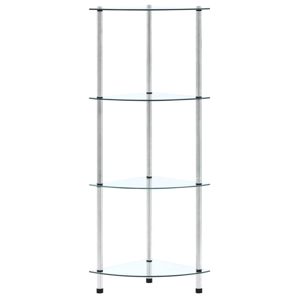 4-Tier Shelf Transparent 30x30x100 cm Tempered Glass