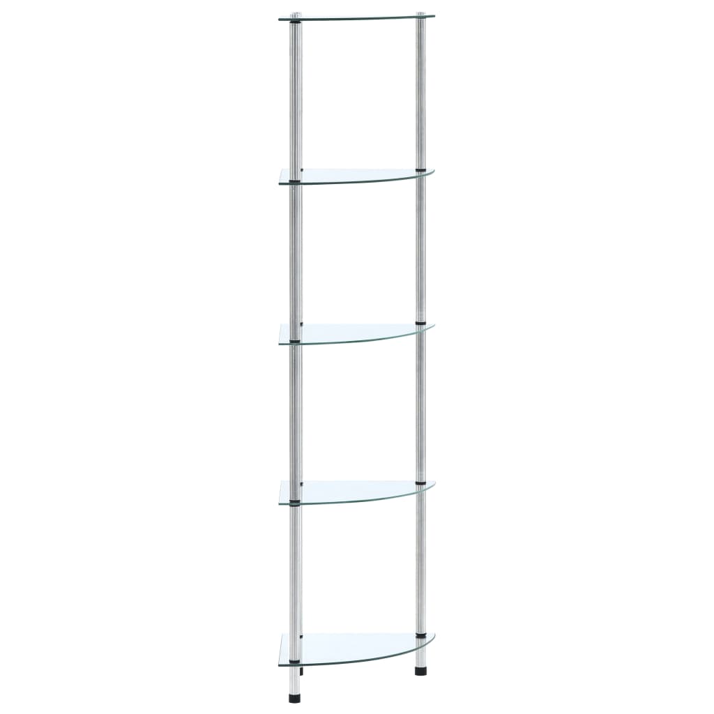 5-Tier Shelf Transparent 30x30x130 cm Tempered Glass