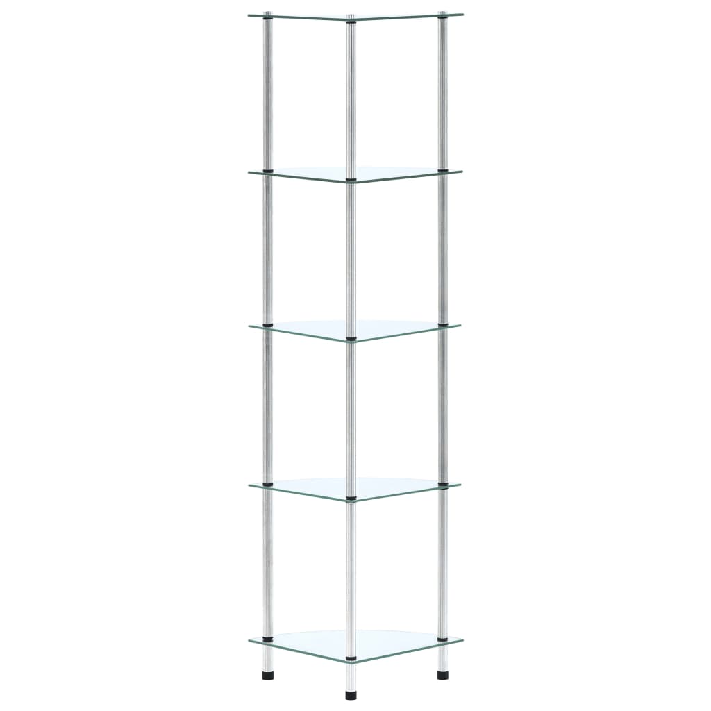 5-Tier Shelf Transparent 30x30x130 cm Tempered Glass