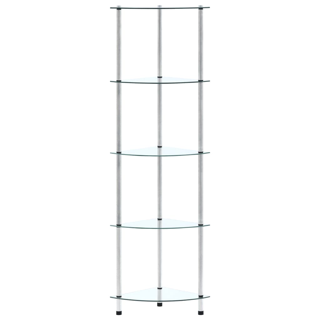 5-Tier Shelf Transparent 30x30x130 cm Tempered Glass