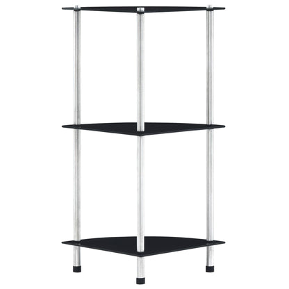 3-Tier Shelf Black 30x30x67 cm Tempered Glass