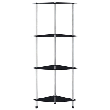 4-Tier Shelf Black 30x30x100 cm Tempered Glass