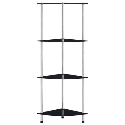 4-Tier Shelf Black 30x30x100 cm Tempered Glass