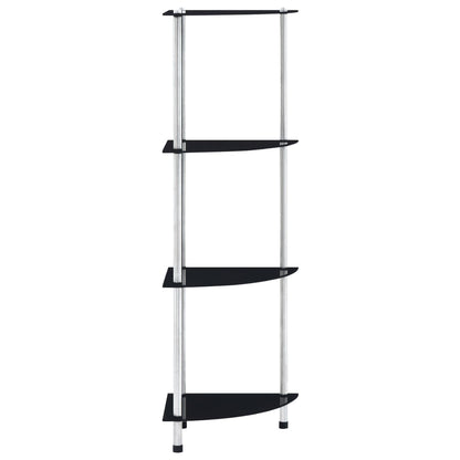 4-Tier Shelf Black 30x30x100 cm Tempered Glass