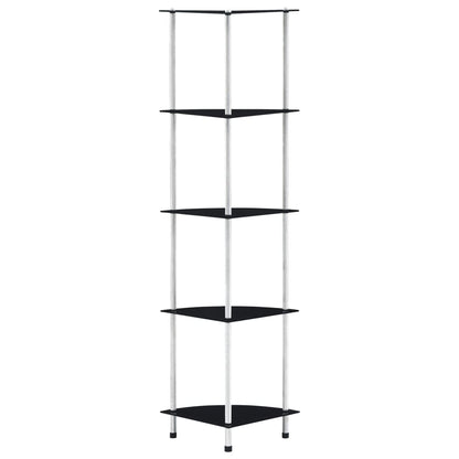 5-Tier Shelf Black 30x30x130 cm Tempered Glass