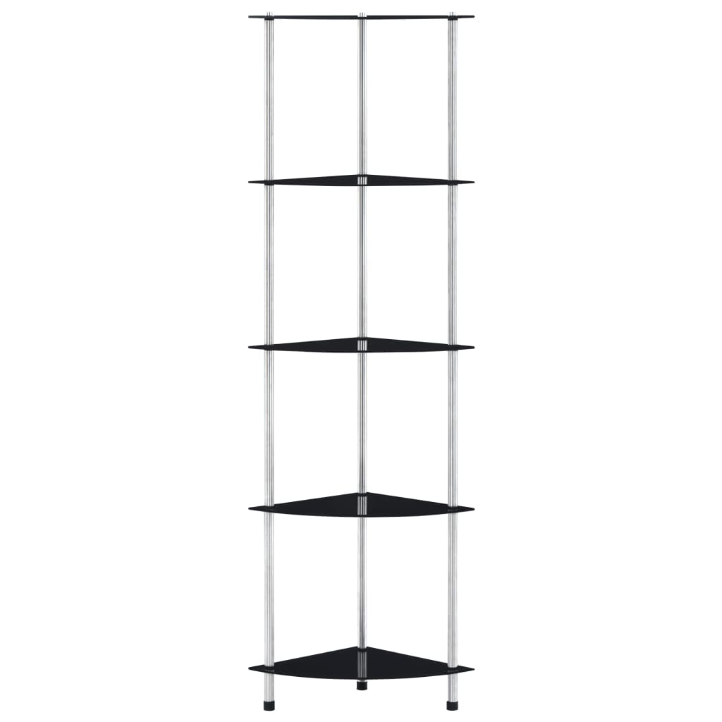 5-Tier Shelf Black 30x30x130 cm Tempered Glass