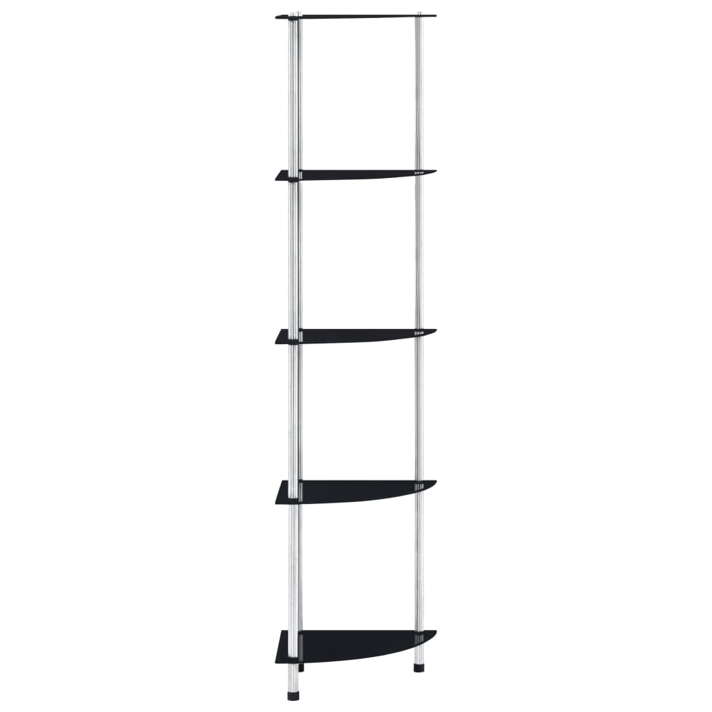 5-Tier Shelf Black 30x30x130 cm Tempered Glass