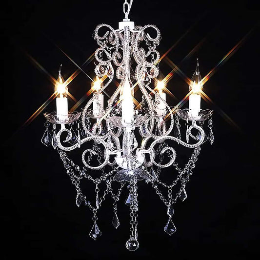 Chandelier | Crystal, chrome | Glass crystal beads, metal | Medium